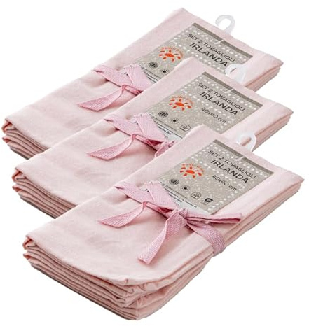 Set da 6 Tovaglioli in Cotone Disponibili in più Colori, Set Tovaglioli Stoffa Lavabili Quadrati Tinta Unita (Rosa Polignac)