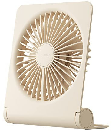 JISULIFE Kleiner Tischventilator, Mini Tragbarer Wiederaufladbarer USB Kleiner Ventilator, 160° Klappbarer mit 4500mAh, Extrem Leise, 4 Geschwindigkeiten Desk Fan für Büro, Zuhause, Camping-Braun