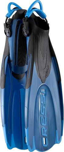 CRESSI Maui Long Fins - Verstellbare Lange Flossen mit EBS System zum Schwimmen und Schnorcheln, Unisex, Blau/Azurblau, S/M (38/41), Unisex Adulti