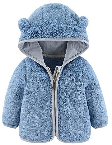Gajaous Infant Baby Boys Girls Fleece Hooded Jacket Coat with Ears Warm Todder Kids Cartoon Bear Outwear Zipper Up 0-24M
