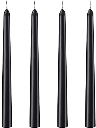 10 inch Taper Candles-Set of 4 Tapered Candle, Tall Candlesticks,Dripless and Smokeless,Home Dinner Candle, Party, Wedding, Halloween, Christmas Candles (Classic Black, 10inch)