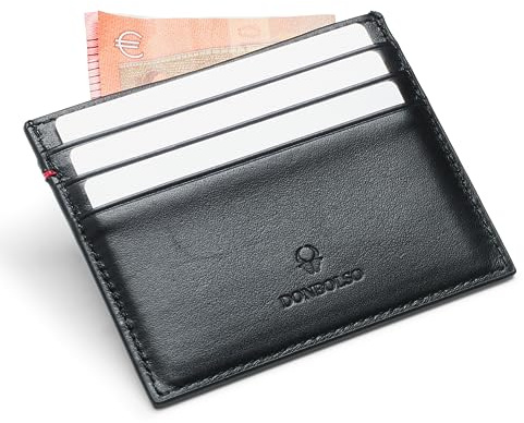 DONBOLSO Toronto Slim RFID Blocking Wallet für Männer - Minimalistisches und kleines Kartenetui mit Mehreren Fächern für Karte und Bargeld - Dünne und kompakte Geldbörsen für die - Schwarz