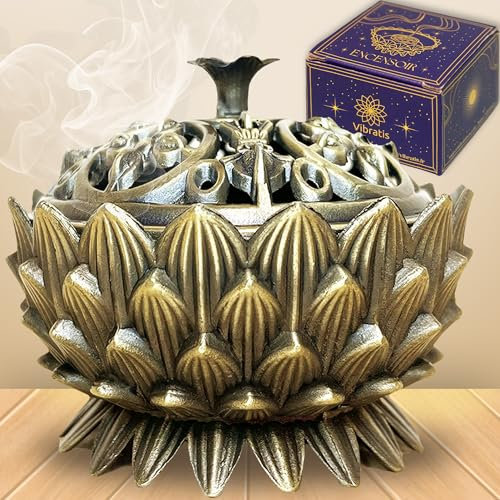Vibratis Porta Incienso Lotus - Quemador de Incienso para Carbón, Cono, Salvia y Palo Santo, Elegante y Duradero - Incensario para Ambiente Relajante y Apacible