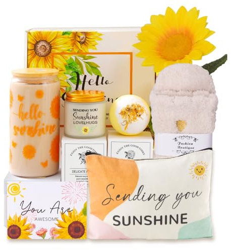 MEIMUCUL Sonnenblumen Geschenk für Freundin,Gute Besserung Geschenke,Wellness Geschenkset Frauen,Geburtstagsgeschenk für Frauen,Beste Freundin,Schwester,Kollegin,Get Well Soon Gifts
