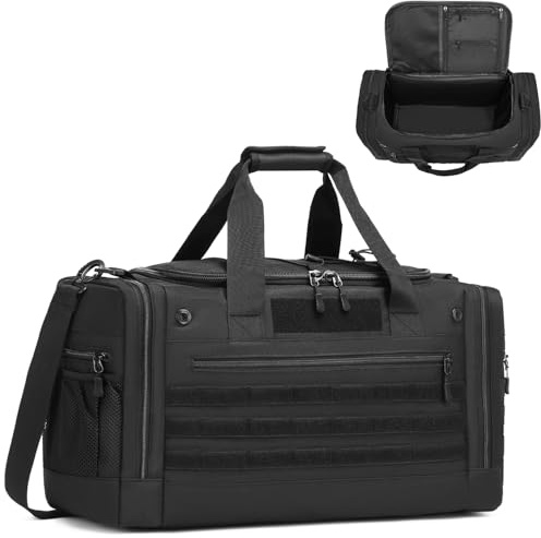 FRETHIND 45L Sporttasche Herren mit 2 Trennwänder Reisetasche taktisch Sport Duffle Bag für Gym Fitness Weekender Sauna (Schwarz)