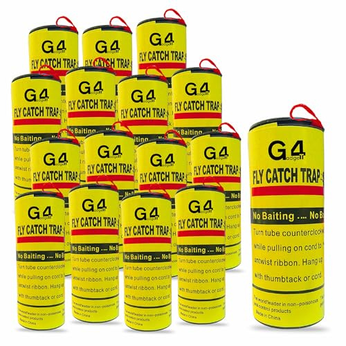 G4GADGET 16 Pack Sticky Fly Paper Traps – Indoor & Outdoor Fly Catcher Strips | Fruit Trap, Killer, Repellent, for Home, Plants, Kitchen, Garden Use