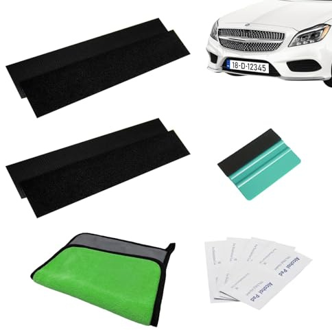 TIANLIN Portatarga Auto Anteriore e Posteriore Universale Adesivo, Design Senza Bordi - 100x500 mm - Kit Completo con Accessori Pulizia per Targhe