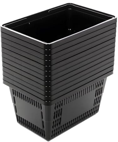 12pcs28L Large Black Plastic Shopping Basket Storage Baskets With carrying Handles For Carrying And Storing Sundries Clothes Fruits Toys Vegetables Etc In Bookstores Supermarkets Ktvs