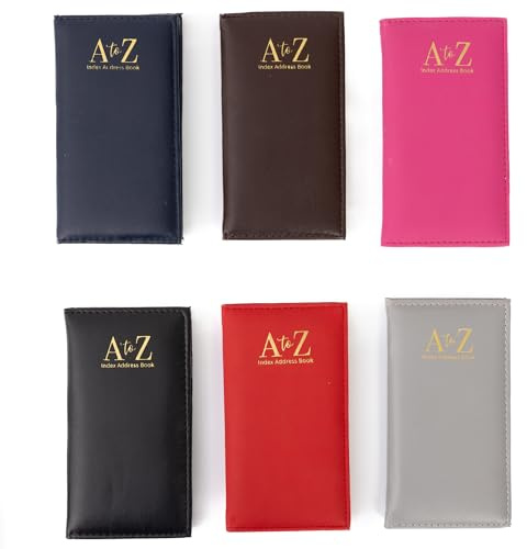 evelay A-Z Index Slim Padded Address Book Alphabetical Tabs Compact Contact Organiser with Stylish Soft Touch Cover (Brown)