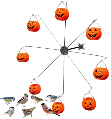 Distributori Di Cibo per Esterni - Mangiatoia Selvatici Esterni con 8 Secchielli,Decorazione Da Giardino per Halloween Da Appendere Recinzione Albero Terrazza Giardino
