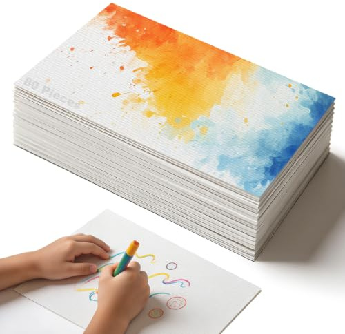 Tradylet 80 feuilles Papiers aquarelle 300g/m², Cartes Aquarelle Vierges 5 x 7pouces, Fournitures d'art pour enfants et adultes, Blanc Naturel, pour aquarelle, gouache et autres techniques mixtes