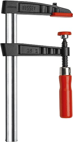 BESSEY Temperguss-Schraubzwinge TG20, Spannweite 200 mm Ausladung 100 mm, Stabile Hohlprofilschiene mit Riffelung, Gewicht 1,07 Kg