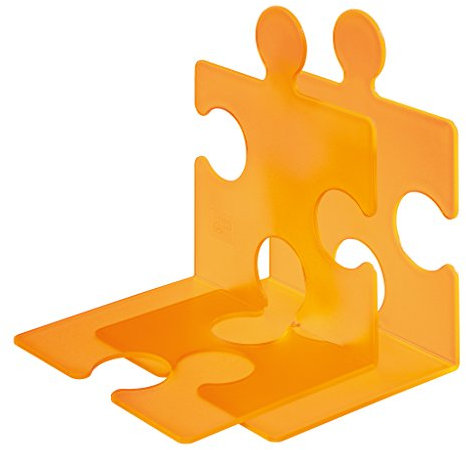 HAN CD-Ständer & Buchstütze Puzzle, standfester kombinierbarer Stehsammler in modernem Puzzle-Look, für CDs, Bücher & DVDs, 9212-61, transluzent-orange