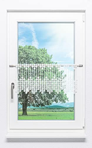 Plauener Spitze Scheibengardine Pearl (Bx H) 96cm * 30cm weiß