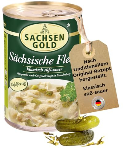 Sachsen Gold Sächsische Flecke 400g – Rind süß-sauer mit Gewürzgurke – Fertiggericht nach Original-Rezept – Schnell & Herzhaft zubereitet