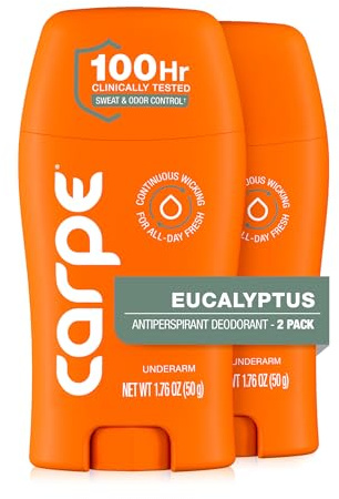 Carpe Antitranspirante y desodorante para axilas, antitranspirante de fuerza clínica con aroma a eucalipto totalmente natural, combate la sudoración excesiva y se mantiene fresco. Ideal para