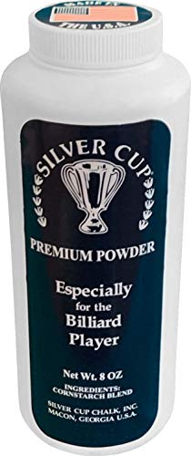 Silver Cup Billiard/Pool Premium Powder Hand Chalk, 8 Ounce Shaker Bottle, White