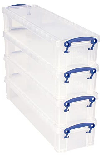 Really Useful Box Plastic Storage 1.5 Litre Clear (Pack of 4)