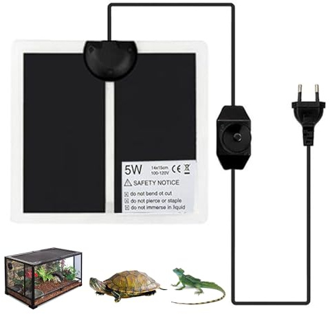 CLIUNT Tapis Chauffant Reptile, 5W Tapis Chauffant pour Reptiles, Tapis Chauffant Terrarium, avec Contrôle De La Température, pour Reptiles -Tortue, Serpents, Lézards, Geckos(14 x 15cm)…