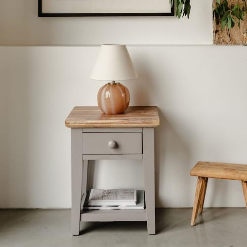 Statement Furniture Florence Wooden Sofa Table | Dove Grey Side Table | Small End Table with Drawer and Shelf | Bedroom Bedside, Lamp Table for Living Room, Hallway | FULLY ASSEMBLED