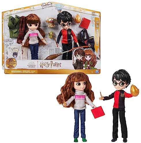 Wizarding World Harry Potter, 20,3cm große Harry Potter- und Hermine Granger-Puppen und Zubehörteile, Geschenkset mit über 20 Teilen, Spielzeug für Kinder