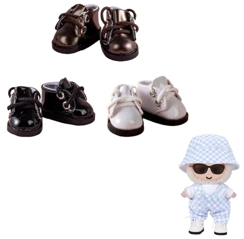 3 Pairs Mini Shoes 1/8 BJD Doll Shoes PU Leather Cute Elf Shoes (3 Colors)