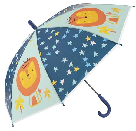 Idena 50116 - Ombrello in plastica per bambini con motivo a leone, ombrello a bastone con apertura manuale, diametro 83 cm e lunghezza circa 66 cm