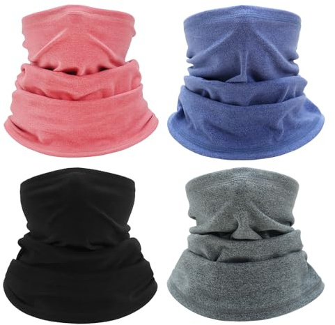 FUIPVGI 4 Pièces Cou Thermique, Cache-Cou col Nez Hiver, Multifonction Bandana, Tour de Cou Tubulaire Respirant, Masque Visage Respirant Moto Cyclisme Ski Randonnée Course à Pied (Multicolore)