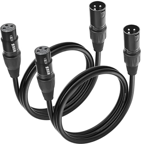 Cyberguys! XLR Cables 2 Pack, XLR Male to Female Microphone Cable with Locking Connector, Balanced Audio Cord, Nickel-Plated Connectors, PVC Jacket – Ideal Mic Cable for Studio, Stage,Speaker, 3 FT