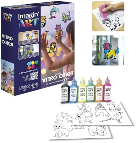 Silverlit – Imagin’Art – Vitro Color – Set Creativo de Pintura en Vidrio – Láminas de Ventana Removibles y Coloridas – Diversión Creativa para niños
