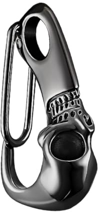 HANABASS Mosquetón de Calavera Punk de Acero Inoxidable en Color Negro, Llavero Multifuncional para Escalada Mosquetón de Bloqueo, Accesorio Resistente para Llaves y Decoración Halloween