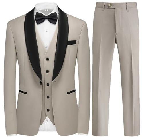 KUDMOL Costume Homme 3 Pièces Slim Fit à Un Bouton Blazer Pantalon Gilet