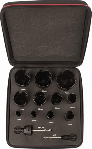 Starrett Tungsten Carbide Tipped Holesaw Kit - 13 Piece, Multi Purpose Cut TCT Hole Saw Cutter Kit with Arbors Set - Compatible with Bosch Dewalt Hitachi Festool Milwaukee