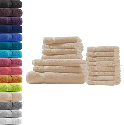 1x Badetuch + 2X Duschtuch + 4X Handtuch + 8X Gästetuch | Beige | 100% Baumwolle Frottier | Oeko-TEX® Standard 100 | Premium Qualität 500 g/m²