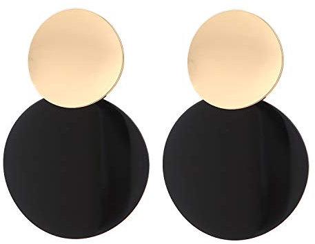 Legitta Damen Kreis Statement Ohrringe mit Runde Anhänger Disc Plättchen Ohrstecker Ohrschmuck Geburtstag Geschenk Schmuckk für Frauen Mädchen