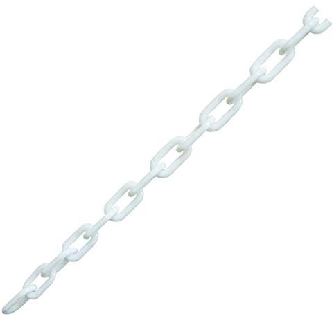 POWERTOOL Kunststoff Absperrkette Kettenglied Parkplatzsperre verschiedene Farben Kunststoffkette Sicherheit für dekorativen Gartenzaun 6 mm x 5 m (5 Farben, weiß)