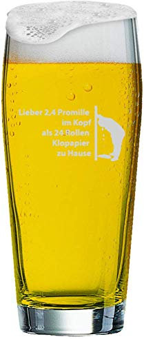 MeinGlas GmbH Vaso de cerveza con grabado de [nombre] + logotipo, 0,5 litros de cerveza Willi con diseño (Corona) y un nombre de su elección como grabado (motivo 02)