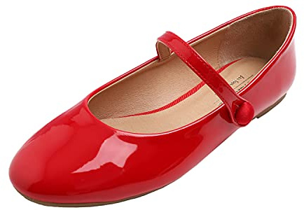 Feversole Women's Mary Jane mode, klassiska platta skor dam eleganta Mary Jane pumps med mjukt spänne balett dansskor för kvinnor, Patentrosa, 36 EU
