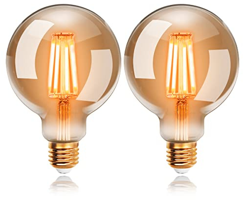 EXTRASTAR Bombillas Vintage Led E27 8W, Lampara Decorativa Retro Edison G80 Bulbo Filamento Tungsteno Blanco cálido 2200K 720Lm- 2 pcs