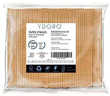 YDORO | Pailles en papier 1000 pcs. | Pailles en papier kraft biodégradable