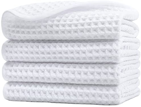 Polyte - Waschlappen aus Mikrofaser - fusselfrei - Waffelstruktur - Weiß - 33 x 33 cm - 4 Stück