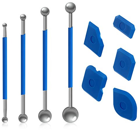 9 Stück Werkzeug Schaber Kit Fugenglätter Set, 4 Stück Metallkugel Abzieher und 5 Stück Silikon Fugenglätter, Silikonfugen abzieher Caulking Werkzeug Kit Fugenglätter Set Für Badezimmer, Küchenfliesen