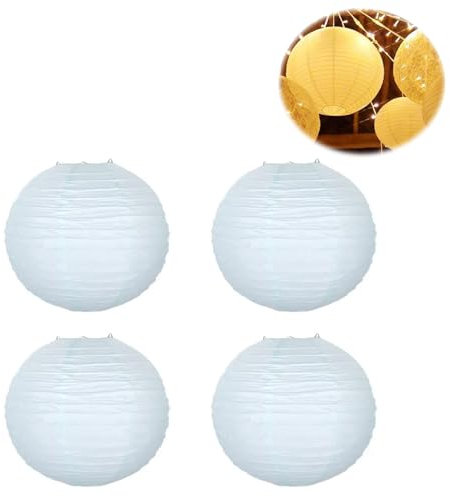 TUKNN Lampions, Weiße Papier Laterne, Hängende Runde Lampion, für Feierlichkeiten Dekoration, 4 Stück