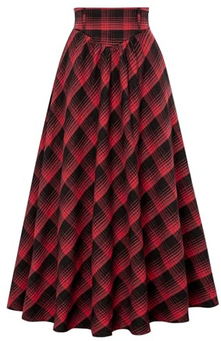 Scarlet Darkness Viktoriansk traditionell damkjol med hög midja och snörning, medeltida maxikjol, XL