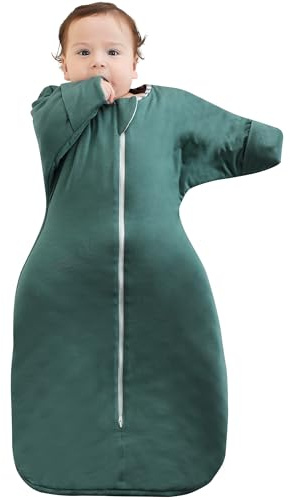 Aomloge PuppyPaws: Baby Sleeping Bag 1.5 TOG, Swaddle with Arms Up Long Sleeves and Mitten Cuffs, Bamboo Rayon Sleep Sack 0-3 Months, Wearable Blanket Baby with 2-Way Zipper