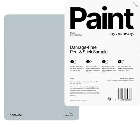 Hemway - Peel & Stick Sample for Our Chalk Based Furniture Matt Paint - Duck Egg Blue | A5 Damage-Free, Accurate Colour Swatch | Test Our Chalky Matt Shabby Chic Finishes for Interior Decor