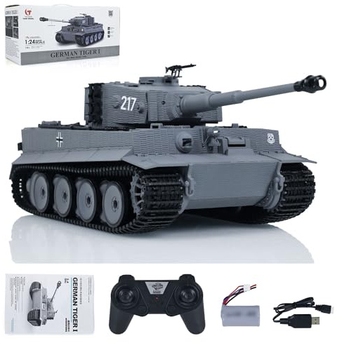 wheelfun 1/24 días RC tanque de batalla Tiger I Tanque militar teledirigido combate por infrarrojos RC Hobby Modelos