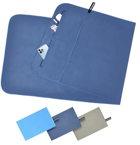 flintronic Serviette Microfibre, Serviette de Fitness Disponibles avec Poche Zippée, Serviette Sport Musculation pour Voyage Plage Gym, Ultra Absorbante, Ultra-Légère et Rapidement Sèche