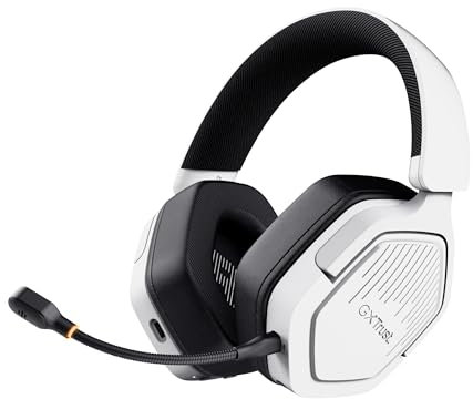 Trust GXT 1493W Ravox Cascos Gaming Inalámbricos Bluetooth + 2.4GHz PS5 PS4 PC Switch Xbox Mobile, Altavoces 50mm, Batería de 70 Horas, Baja Latencia, Auriculares Inalámbricos Over-Ear, Blanco