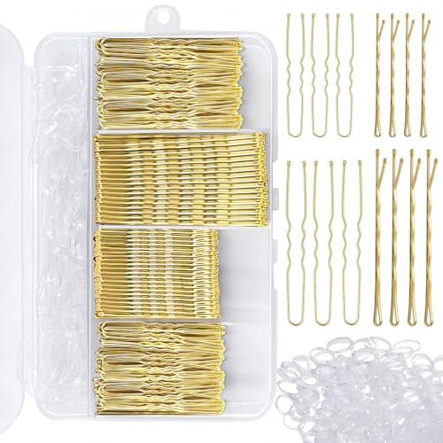 Coco Berming 300 Horquillas Pelo Mujer, Pinzas Chignon Invisibles (Dorado)